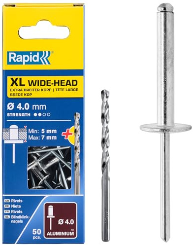 RAPID 5000660 - Remache Ø4x10mm. XL Alu + broca en blíster 50 Unds.