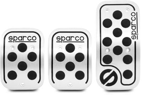 Sparco SPC0406BK ALUMINIUM RACING-PEDALE MIT Rutschfestem Gummi, Schwarz
