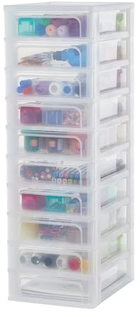 Iris Ohyama, Schubladen Organizer, 10 Flachen Schubladen, Weiß, OCH-2100 | Easy-Pull-System, A4, A5 & A6 Format, Schreibtisch Organizer für Büro, Schreibwaren, BPA-frei