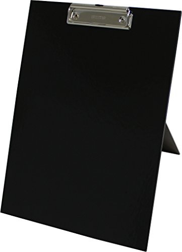 Klemmbrett‑Aufsteller A4 schwarz Karton Klemmmechanik&Standfunktion 1Stk | Stabile 2×2 mm Graupappe, sicherer Stand durch integrierten Aufsteller, 10 mm Füllhöhe für bis zu 90 Blatt