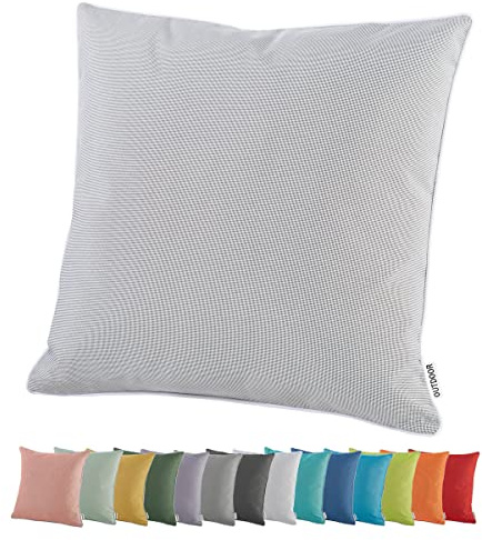 heimtexland Outdoor Dekokissen Lotus Effekt Gartenkissen Typ551 Hellgrau | Lounge Outdoorkissen 45x45 wetterfest schmutz- und wasserabweisend Garten Kissen waschbar inkl. bequemer Füllung