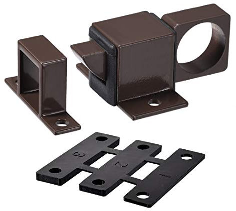 sourcing map Türriegelriegel, Aluminiumlegierung Automatisches Fenstertor Spring Bounce Lock (braun)