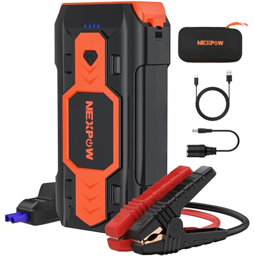 NEXPOW Car Battery Jump Starter 3000A, Portable Jumper Starter (up to 8.0L Gas/8L Diesel Engines) 12V Car Battery Booster Pack with USB Quick Charge 3.0 and 4 LED Modes Red Blue Warning