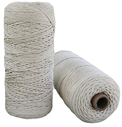 ZNKZJ Makramee Garn 2 mm/3 mm/4 mm/5 mm/6 mm/8 mm/10 mm, 200 m Makramee-Seil aus natürlicher Baumwolle Weiches, verdrehtes Seil für Makramee, Wandbehang, Pflanzen Aufhänger ode,Beige-6mm_200m