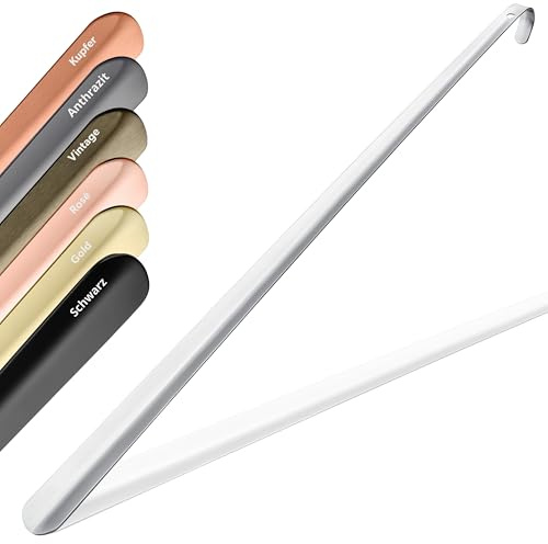 JK Trade® 72cm STABILT rostfritt stål skohorn långt | Skohorn roststekt stål långt att stå | Snabbt och barnbarn på ryggen | Optimerad Längd och bredd | Skohorn | Företag | Hängande skägg