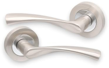 Infinity Decor Curved Internal Chrome Door Handles Set on Rose - Duo Polished & Satin Chrome (1 Pair)