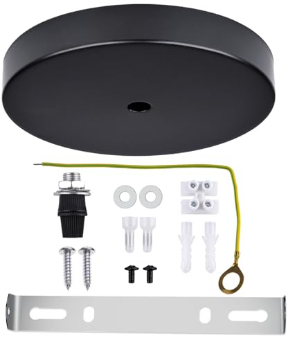 Arturesthome 7 Modern Rewind Ceiling Canopy Kit,Black Single Hole Ceiling Plate for Pendant Lights or Chandelier Fixture