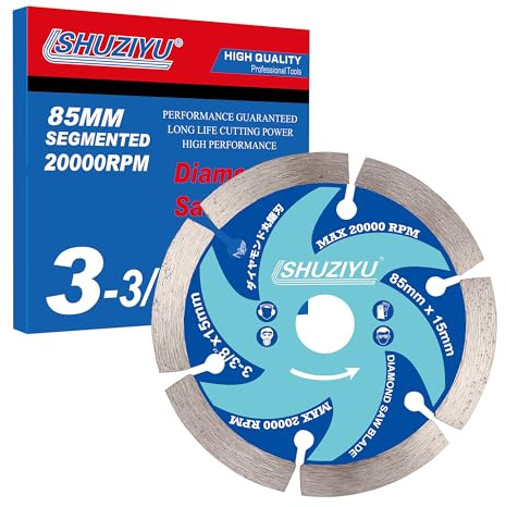 3-3/8 (85mm), Stone Working Diamond Circular Saw Blade, Arbor 15mm, Use on all brand 15mm arbor Cordless Saw, Granite, Marble, Concrete Cutting
