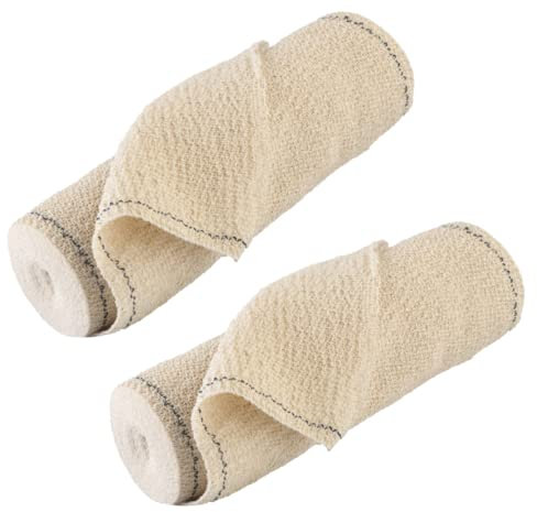 Kit di 2 Bende per Bendaggi Estetici, in Crepe di Cotone elastico, per applicazioni di bendaggi Gambe caldi e freddi con Fanghi, Argille e Olii. 20cm x 5m, lavabili. (Kit indispensabile per 2 gambe)