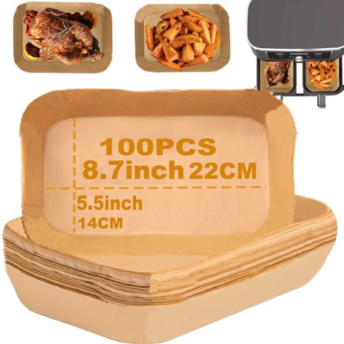 Backpapier für Heißluftfritteuse, 100 Stück Airfryer Backpapier für Ninja AF400EUCP AF300EU AF400EU und Anderen Dual Zone Air Fryer 7.6L -9.5L