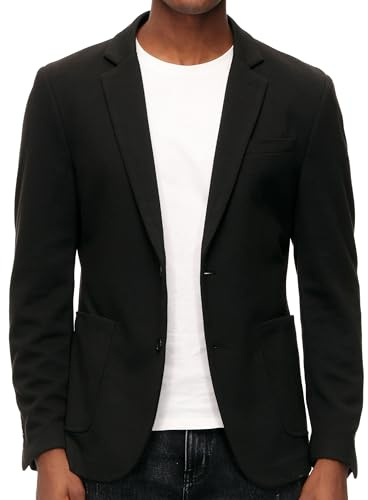 PJ Paul Jones Bléiser de Punto de Estilo Informal para Hombre, Chaqueta de Traje con 2 Botones, Ligera y sin Forro, Medium