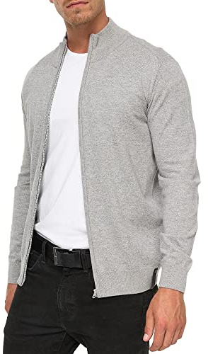 Indicode Herren Lau Strickjacke Zip-Pulli aus 80% Baumwolle mit Rollkragen | Klassischer Cardigan mit Stehkragen, Strickoberteil, Freizeitjacke, Strickjacke, Herrenjacke, Strickpullover für Männer