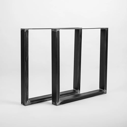 Homemetall 2 Stück Massive TISCHGESTELLE, Tischkufen für DIY Möbel wie Esstisch, Schreibtisch, Bistro | Vierkantprofil 80x40x2 | alle Größen | in Schwarz oder Industrieoptik | B600 x H720 Industrial