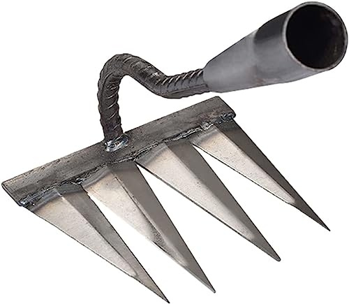 Garden Harke, Gartenrechen, Laubharke, Unkraut Abzieher Werkzeug, Blumenbeete, Gemüsepflügen, Pflanzen, Farmprozess, Gartenhacke Für Jäten/Lockern/Säen (ohne Stock) (Hacke mit 4 Zähnen)