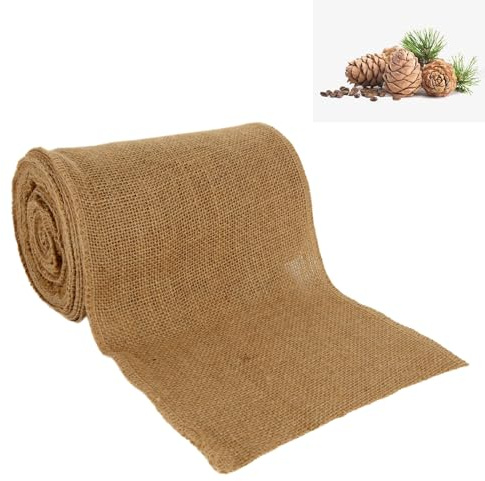 AKOLAFE 10m Jute Tischläufer Rolle Juteband Natur 20cm Bereit Braun Sackleinen Band Jute Ribbon 20cmx10m Dekoband für Hochzeit, Geschenkverparkung, Handwerk, Weihnachten, Hausdeko