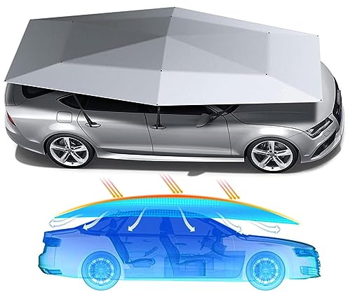 BrightFootBook Carpa para Automóvil Totalmente Automática, Protección Portátil Plegable con Control - Paraguas y Cubierta para Toldo a Prueba de Sol-para Verano Caluroso Anti-UV,Grey5.2m