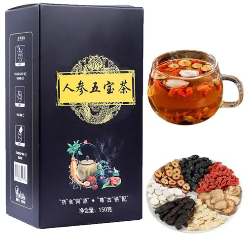 Té de riñón de ginseng cinco tesoros, té de riñón esencial para hombres, té chino para el cuidado del riñón (1 PCS)