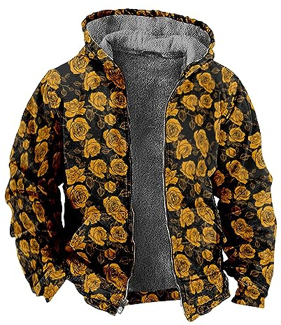 KONG JIMFAN Winterjacke Herren Sportjacke Herren Regenponcho Wasserdicht Rain Jacket Men Pufferjacke Herren Strickjacke Lang Trainingsshirt Herren Jagd Pullover Fleece Cordjacke(Black,6XL)