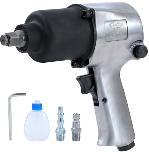 ORAZIO Air Impact Wrench 1/2 Twin Hammer 600Nm Max Torque Garage Car Truck Wheel Tyre Bolts Removal Installation Pneumatic Tool (Budget)