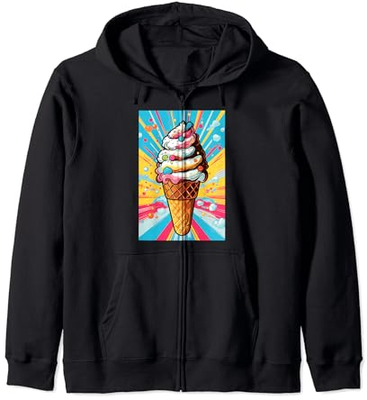 Gaufrier glacé cornet de glace glace pop art vintage rétro glacé café glacé Sweat à Capuche