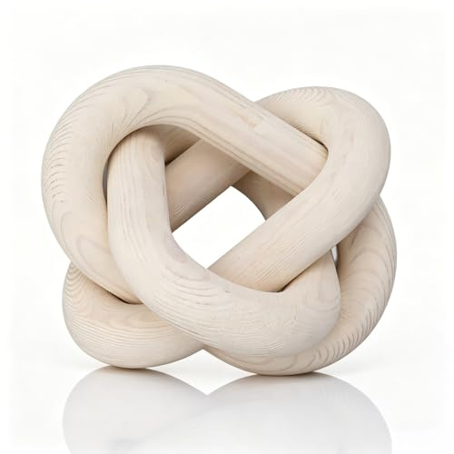 Cyrank Decoración De Eslabones De Cadena De Madera, Decoración De Cadena De Madera De 3 Eslabones, Cadena De Madera Rústica, Nudo Tallado A Mano, Cadena De Eslabones De Madera Decorativa(Blanco)