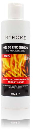 Gel de Encendido Myhome 250 ml – Rápido y Seguro para Barbacoas, Chimeneas y Estufas – Gel Incoloro de Alto Rendimiento para Leña y Carbón, Combustión Limpia – Fabricado en España