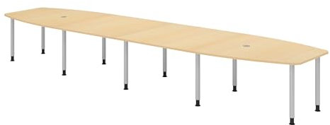 bümö Konferenztisch oval 520x130 cm großer Besprechungstisch in Ahorn, Besprechungstisch mit Chromfüßen, Meetingtisch für 18 Personen, XXL-Tisch für Besprechungsraum & Meeting