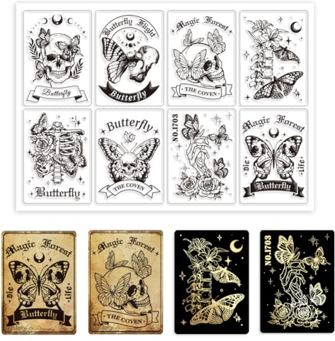 GLOBLELAND Zauberkarte Silikonstempel Schmetterlingsskelett Transparente Stempel Mondphasen Klare Stamps Für Karten Herstellung DIY Scrapbooking Basteln