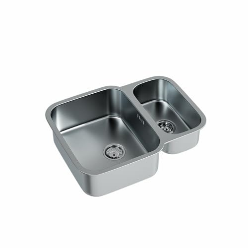 Flode Nur Polished 1.5 Bowl Stainless Steel Undermount Sink - Supplied with Chrome Basket Waste