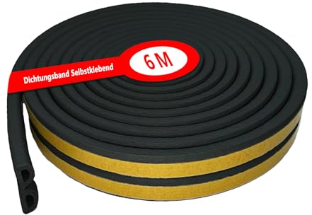 Joint Fenetre Isolation, 6M(L) X 9mm(B) X 6mm(D) Joint Fenetre, Joint Mousse Adhésif, Joint Mousse, Joint Adhesif, Pour l'insonorisation, l'anti-poussière, l'anti-collision, l'étanchéité (Noir)
