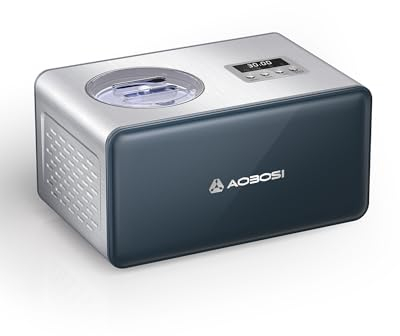 Gelatiera Aobosi, Macchina per Gelato Sorbet Frozen Yoghurt, Macchina per Gelato con Paletta di Miscelazione Staccabile, Acciaio Inox 2L, Facile da Operare, Fare Delizioso Gelato