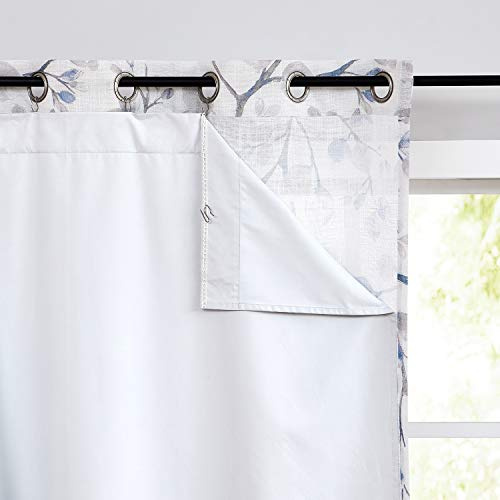 White Full Blackout Window Curtain Liner Rod Pocket Bedroom Drape with 10 Hooks Microfiber Thermal Coating Noise Reducing Room Winter Cold Liner Window Treatment Sets 2 Panels (48x86x2, White)