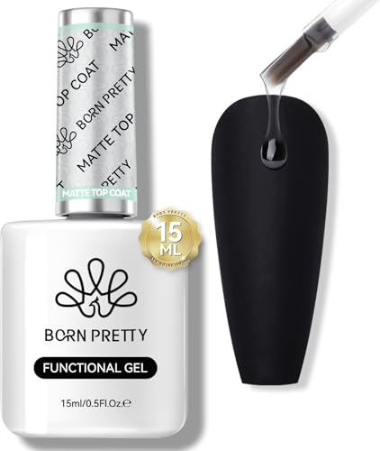 BORN PRETTY Matte Top Coat - 15ml Gel Nail Varnish, No Wipe Top Coat, Soak Off U V LED Gel Polish