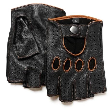 Herren-Handschuhe aus echtem Leder, halbe Finger, dünn, Fitness, zweifarbig, Fahren, Reiten, Fitnessstudio, Handschuhe, ohne Futter