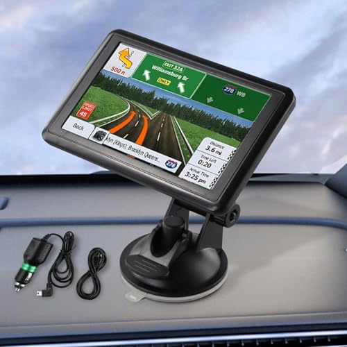 Navigatore GPS per auto, 5 pollici, touch screen, navigatore satellitare per l'Europa con slot per schede di espansione, 8 GB + 128 MB, adatto per auto, moto, camion