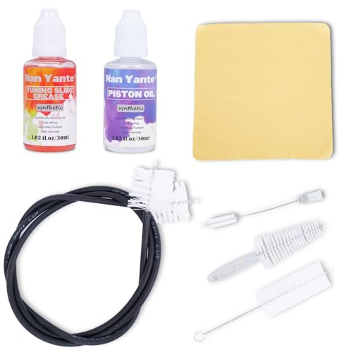 Nan Yante Trumpet Cleaning Kit clean your Trumpet: contains Valve Oil, Tuning Slide Grease, Cleaning Cloth, Valve/Mouthpiece/Flexible brush, etc. -essential for professionals/students/enthusiasts