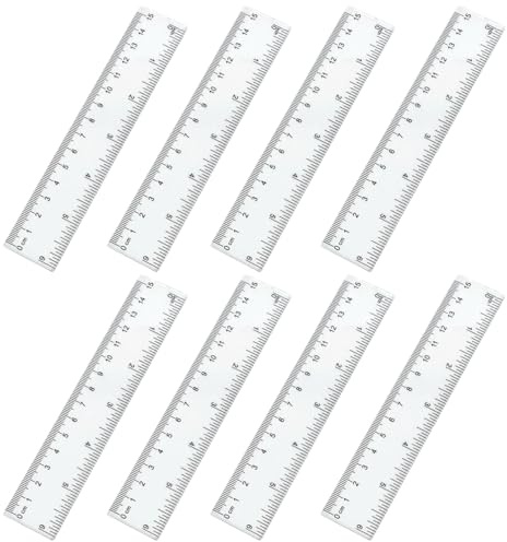 QOCUILC 8 Kunststoff Lineale, 15cm Transparentes Präzisionslineal mit Zoll und Metrisch Transparentes Lineal Gerades Messwerkzeug Lineal für Schule Büro Haus