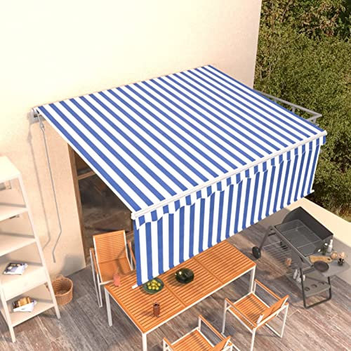 Sufrk Toldo automático retráctil con persiana Azul y Blanco 4x3 m Pergolas De Jardin Toldos Baratos