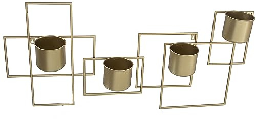MACETERO DE COLGAR METAL DORADO, PARA 4 MACETAS_100X13X48CM