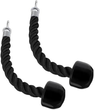 Toddmomy Corde à Triceps Robuste en TPR et Nylon Embouts Surdimensionnés, Compatible Système de Poulie, 2 Pièces pour Musculation Bras et Entraînement Fitness