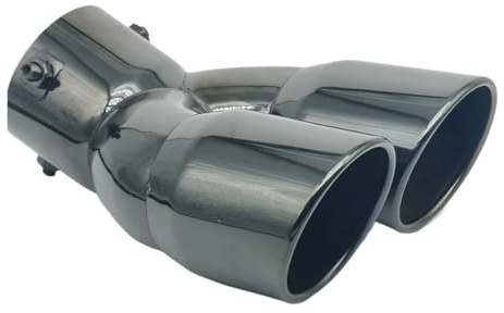 Punta Escape Tubo de Escape de Coche de Doble Salida silenciador de Punta Tubo de Cola Entrada Universal de de Escape de Acero Inoxidable 60mm 75mm Tubo Extremo Escape(76MM Curved)
