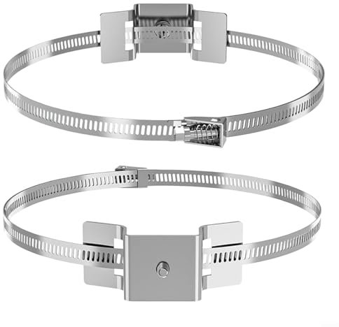 Kit di montaggio per cartelli in metallo, supporto regolabile con sistema di cinghia di tensionamento per pali quadrati rotondi di diametro da 10 a 38 cm, per segnaletica stradale cassette postali