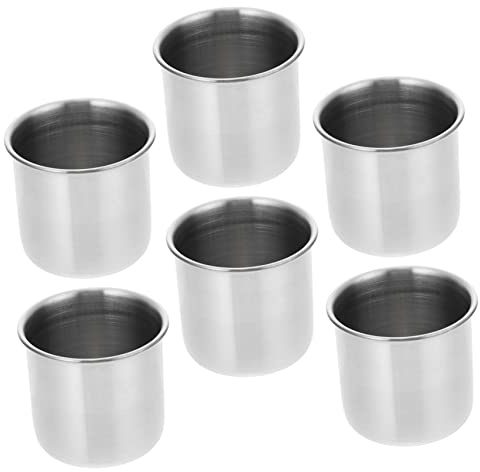 TOBBOMEY 6pcs Stainless Steel Medicine Cups Small Beakers Smooth Reusable Sample Collection Measuring Tool for Laboratory Household Baking