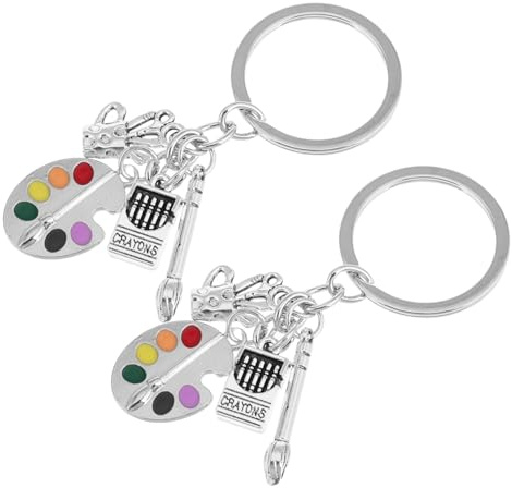 POPETPOP Art Student Key Ring Paintbrush Pendant Charm Paintbrush Charm Key Accessory for Art Lovers Unique Palette Keychain for Painters Cute Keyring for Artists