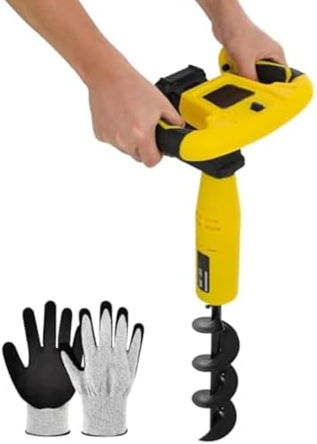 SUHBFNOL Petrol Earth Auger, Cordless Earth Auger Electric Post Hole Digger, 350W With 11.8 X 3 Inch Drill Bit, Battery Powered With Reverse Function For Tree Planting