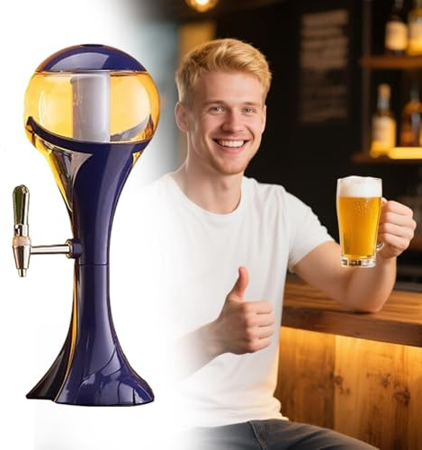 Dispensador de Cerveza Dispensador de Cerveza Transparente Tipo Torre para Bar en Casa. Dispensador de Bebidas Luminoso con Tubo de Hielo y Grifo. Bebidas Mixtas para Almuerzos(Blue)