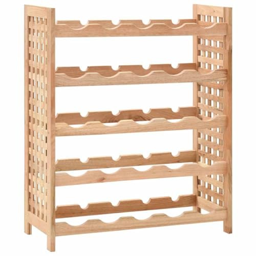 Elegante estante de vino de 5 niveles de nogal macizo para 25 botellas, fácil montaje, diseño ventilado, solución de almacenamiento ideal, elegante nizador de botellas para el hogar, bares y cocinas