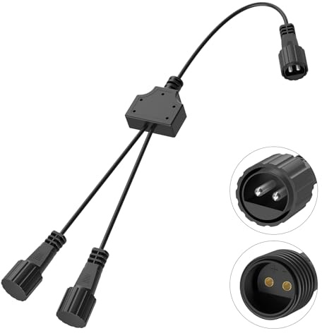 A.bigwhale Connettore Luci Natale 2 Pin Splitter, 1 a 2 Connettore IP65 Impermeabile Connettori Cavo di Prolunga per Stringa Catena Luminosa Interno Esterno