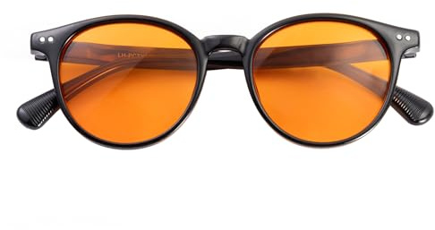 SKYWAY Blaulichtfilter Brille Damen Herren, Retro Runde Leichte Blue Light Glasses Computerbrille Brille ohne Stärke Gaming Brille mit Federscharnier