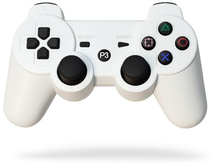 edgivet Mando Inalámbrico Compatible con PS3 y PC | Vibración y Joysticks de Precisión (Blanco)